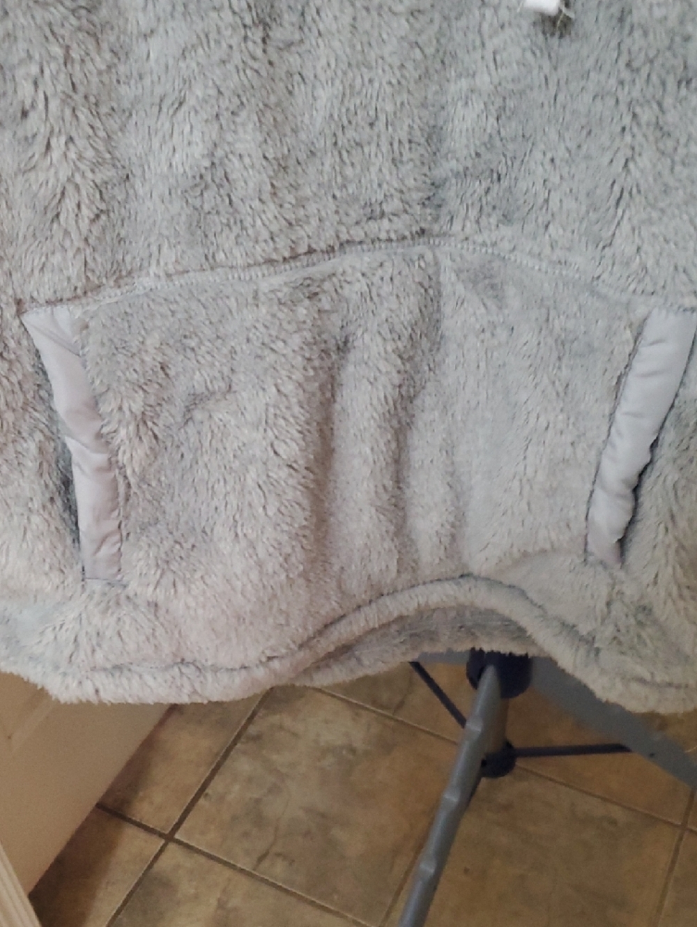 Plush Hooded Pullover Jacket - Light Gray - Picture 5 of 10